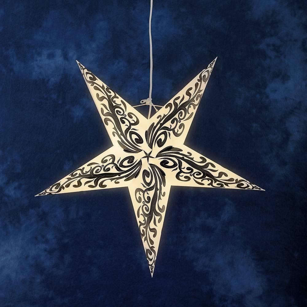 Weihnachtsstern Papierleuchte wei/schwarz 70x70cm Konstsmide 2954-720